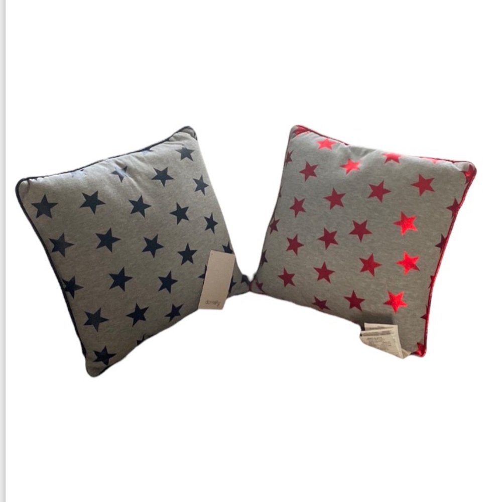 Sweatshirt Star Throw Pillows. Blue and red